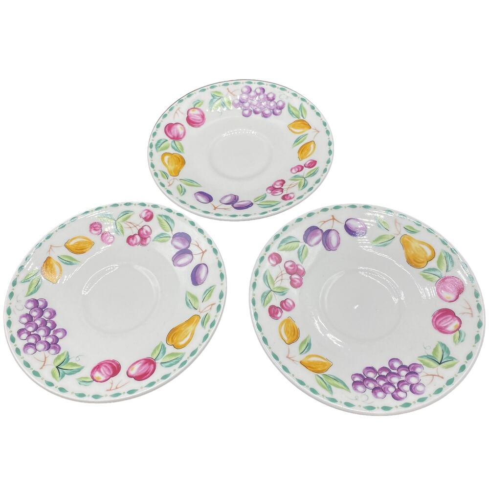 SET 3 vtg FARBERWARE ORCHARD saucer dessert PLATES 3060